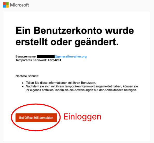Screenshot der Bestätigungsmail